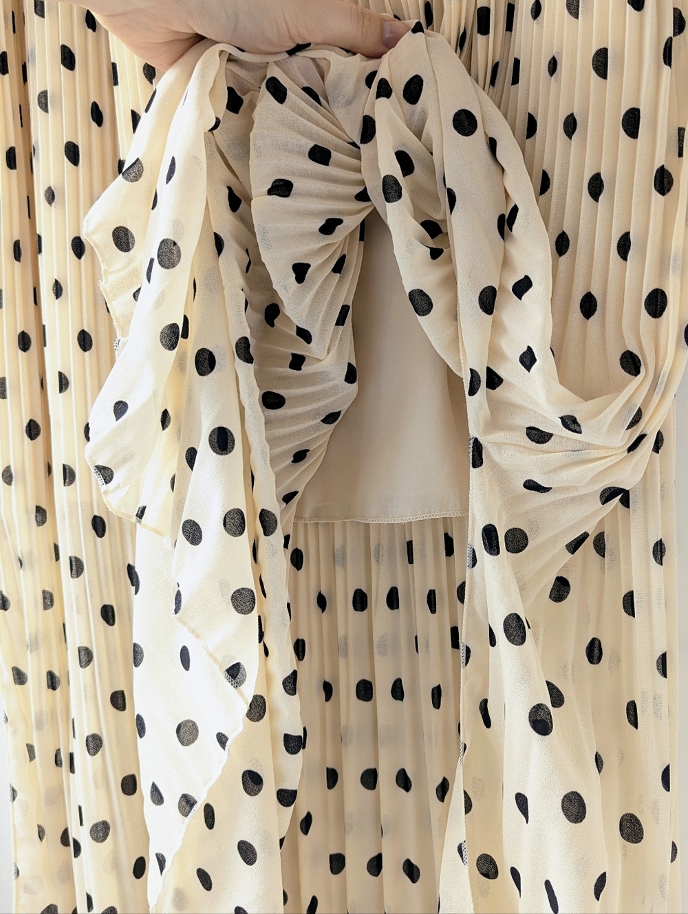 H&M Pleated Polka Dot Sheer Chiffon Maxi Skirt - Picture 6 of 13